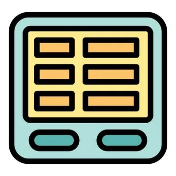 Electronic device showing a table or spreadsheet with two buttons below Stock Illustration