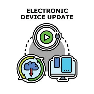 Electronic device updating process cloud download concept Stock Illustration
