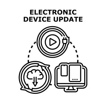 Electronic device updating process cloud download concept Illustrazione stock