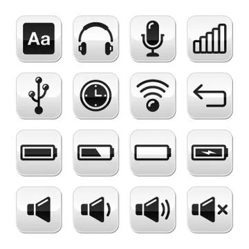 Electronic device/Computer software buttons set - vector Stock Illustration