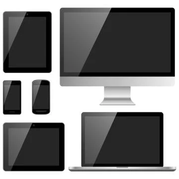 Electronic Devices with Black Screens Illustrazione stock