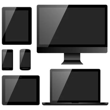 Electronic Devices with Black Screens Stock Illustration