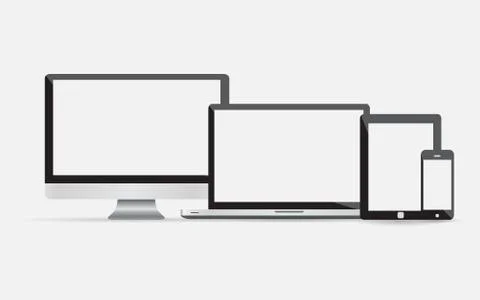 Electronic devices with blank screens Stock Illustration