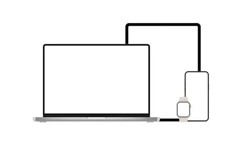 Electronic Devices With Blank Screens Stock Illustration