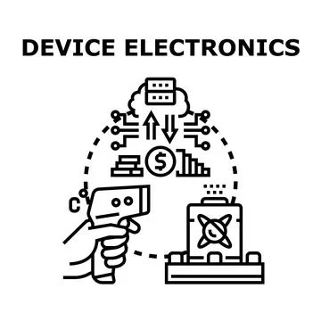 Electronic devices connecting to cloud data for analysis Illustrazione stock