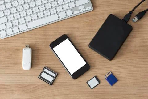 Electronic devices on a desk 写真素材
