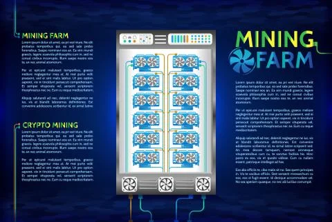 Electronic devices with fans. Abstract gpu video cards farm. Stock Illustration