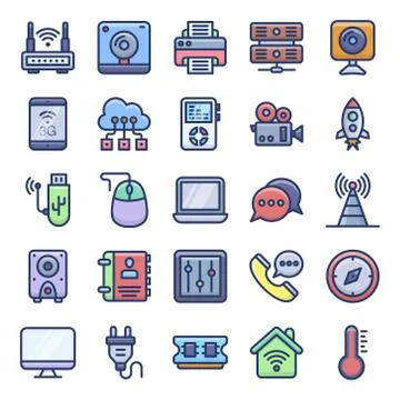 Electronic Devices Flat Icons Stock Illustration