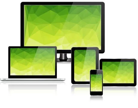 Electronic Devices with green screen Stock Illustration