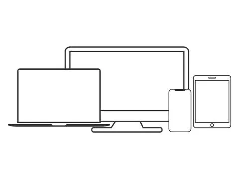 Electronic devices icon set. Vector illustration, flat design. Stock Illustration