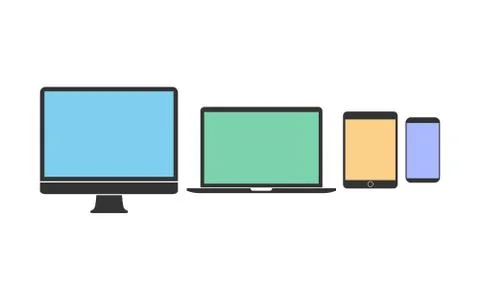 Electronic devices icon set. Vector illustration, flat design. 스톡 일러스트