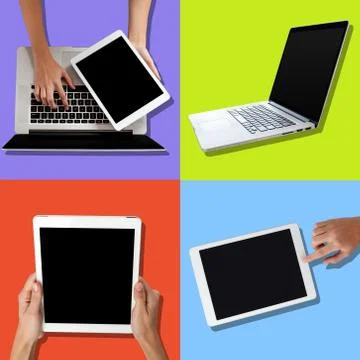 Electronic devices - laptops and tablets Stock Photos