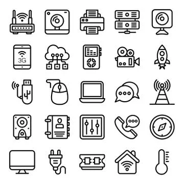 Electronic Devices Line Icons Stock-Illustration