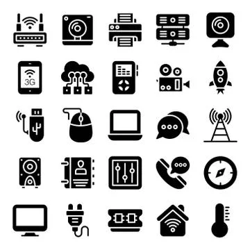 Electronic Devices Solid Icons Stock Illustration