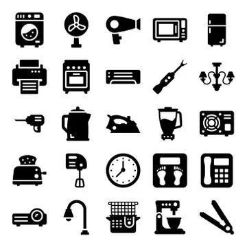 Electronic Devices Solid Icons Pack Stock Illustration