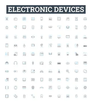 Electronic devices vector line icons set. Electronics, Devices, Digital Stock Illustration