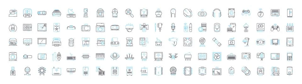 Electronic devices vector line icons set. Electronics, Devices, Digital Stock Illustration