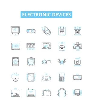 Electronic devices vector line icons set. Electronics, Devices, Digital Stock Illustration
