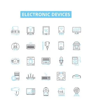 Electronic devices vector line icons set. Electronics, Devices, Digital Stock Illustration