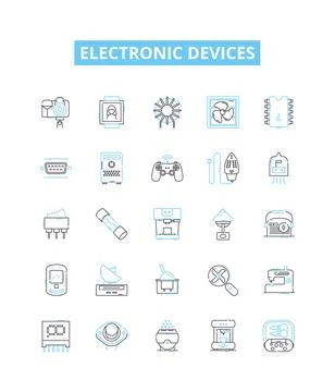 Electronic devices vector line icons set. Electronics, Devices, Digital Stock Illustration