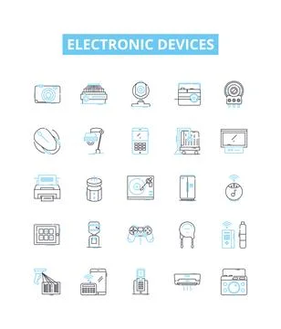 Electronic devices vector line icons set. Electronics, Devices, Digital Stock Illustration