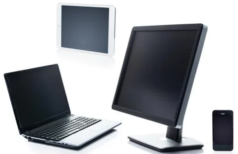 Electronic devices on a white background Stock Photos
