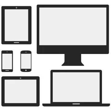 Electronic Devices with White Screens Stock Illustration