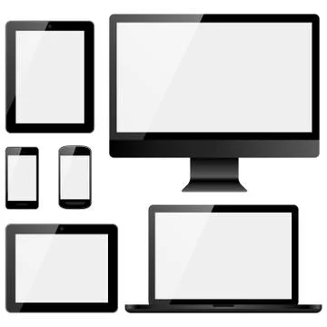 Electronic Devices with White Screens Stock Illustration