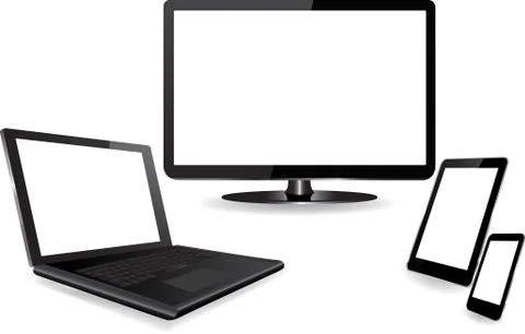 Electronic Devices with White Screens Stock Illustration