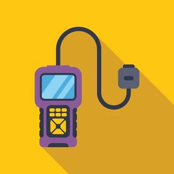 Electronic diagnostic device showing working process on yellow background Stock Illustration