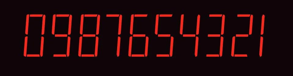 Electronic digit display featuring LED numbers for scoreboard and calculator Stock Illustration