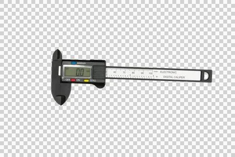 Electronic digital caliper measuring instrument with transparent background Stock Photos