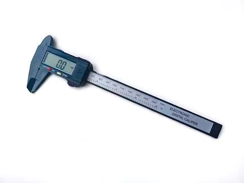 Electronic digital caliper on a white background Stock Photos