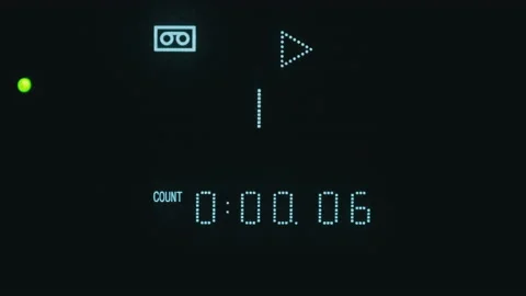 Electronic Digital Counter on the VCR Counting the Time, Retro Led indicator Stock Footage 175531864