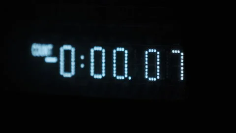 Electronic Digital Counter on the VCR Counting the Time, Retro Led indicator Stock Footage 180022848