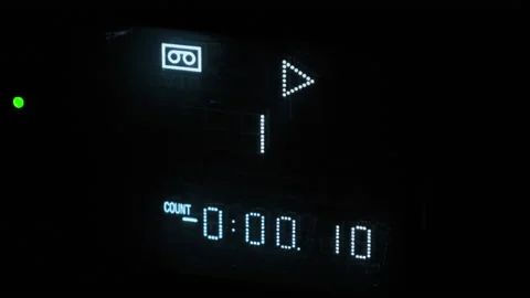 Electronic Digital Counter on the VCR Counting the Time, Retro Led indicator Stock Footage 180952809