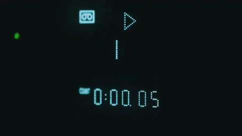 Electronic Digital Counter on the VCR Counting the Time, Retro Led indicator Stock Footage 218169902