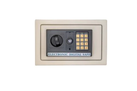 Electronic digital safe isolated on white background with clipping path Stock Photos