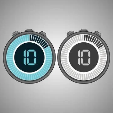 Electronic Digital Stopwatch 10 seconds Stock Illustration