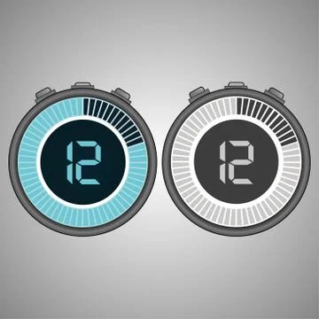Electronic Digital Stopwatch 12 seconds Stock Illustration