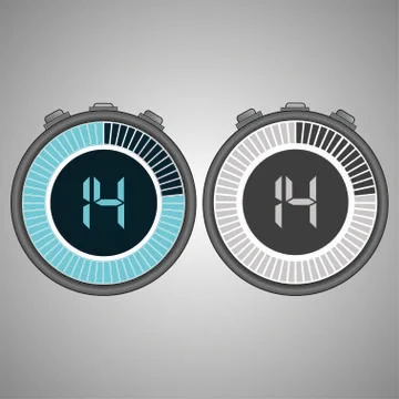 Electronic Digital Stopwatch 14 seconds Stock-Illustration