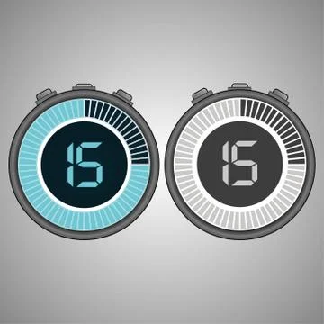 Electronic Digital Stopwatch 15 seconds Stock Illustration