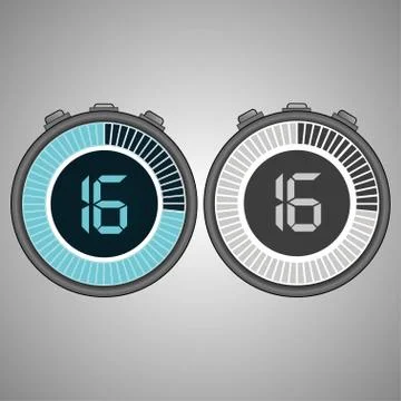 Electronic Digital Stopwatch 16 seconds Stock Illustration