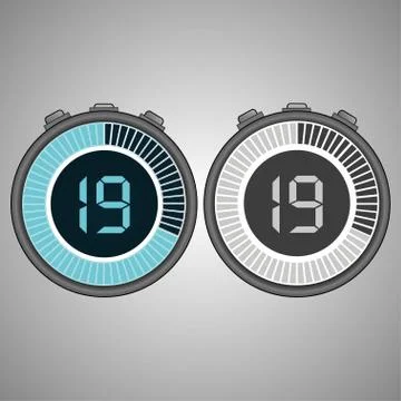 Electronic Digital Stopwatch 19 seconds Stock Illustration