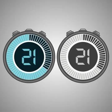 Electronic Digital Stopwatch 21 seconds Stock Illustration