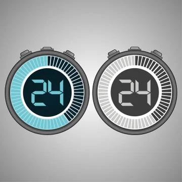 Electronic Digital Stopwatch 24 seconds Stock Illustration