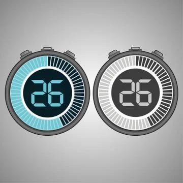 Electronic Digital Stopwatch 26 seconds Stock Illustration