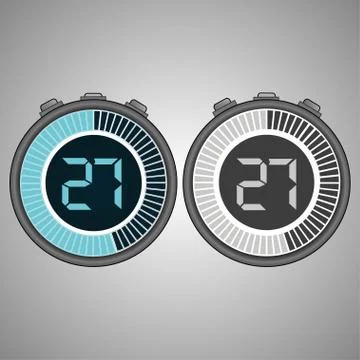 Electronic Digital Stopwatch 27 seconds Stock Illustration