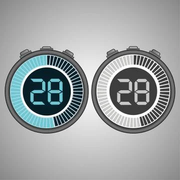 Electronic Digital Stopwatch 28 seconds Stock Illustration