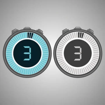 Electronic Digital Stopwatch 3 seconds Stock Illustration